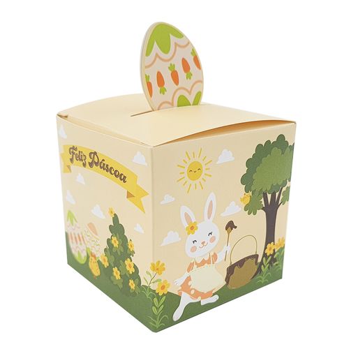 Caixinha de Doces Feliz Páscoa 7x7cm em Papel Multiart