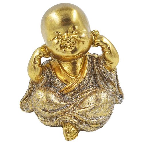Buda C/ Glitter Decorativo 7,5x7cm em Resina Youbai