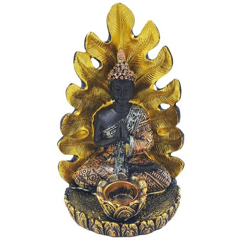 Buda C/ Glitter Decorativo 15x8,5cm em Resina Youbai
