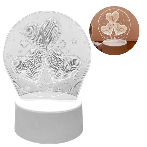 Luminária I Love You 3D 17,7x13,3cm em Plástico Top Útil