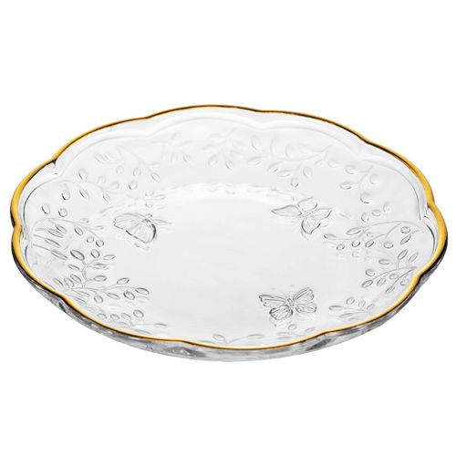 Jogo de Pratos New Butterfly C/ Fio Dourado 6 Peças 20cm em Cristal Lyor