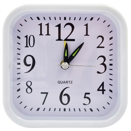 Relógio de Mesa Quadrado 9,5cm em Plástico Fu Xing