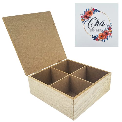 Porta Chá Decorativo 18x18cm em MDF Fu Xing
