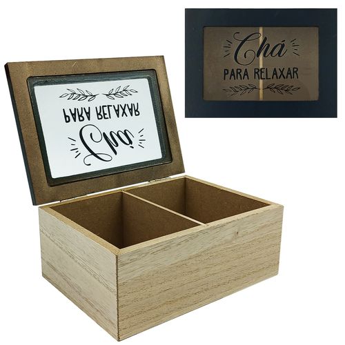 Porta Chá Decorativo 15x11cm em MDF Fu Xing