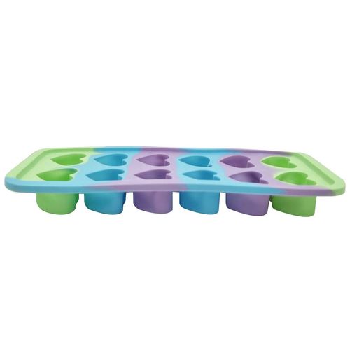 Forma de Gelo Color Coração 23,5x9,3cm em Silicone Fu Xing