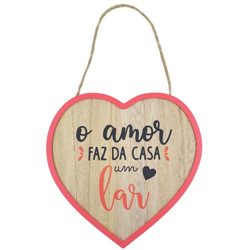 Placa Coração Decorativa 34x21cm em MDF Fu Xing