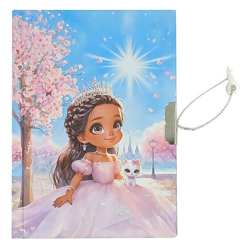Diário Princesas C/ Cadeado 13x18cm em Papel Sanxia
