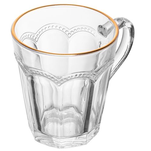 Jogo De Xícaras Belle Epoque 6 Peças C/ Fio Dourado 180ml em Vidro Lyor