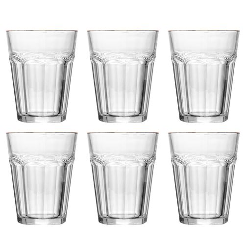 Jogo De Copos Belle Epoque 6 Peças C/ Fio Dourado 275ml em Vidro Lyor