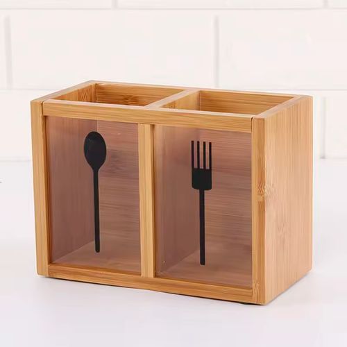 Porta Talher Duplo 18x13cm em Bambu Casita