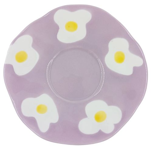 Caneca Flor C/ Pires 300ml em Cerâmica Lila Cosméticos