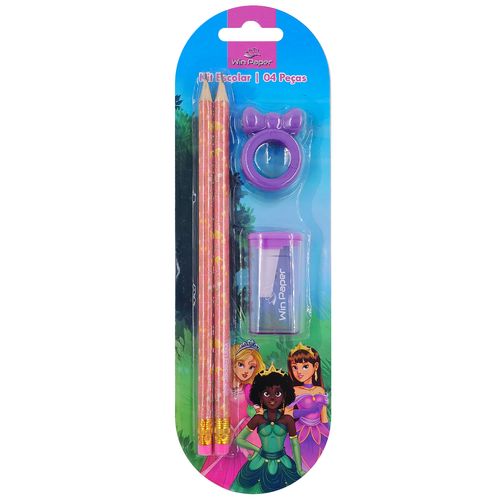 Kit Escolar Infantil 4 Peças em Madeira Wincy