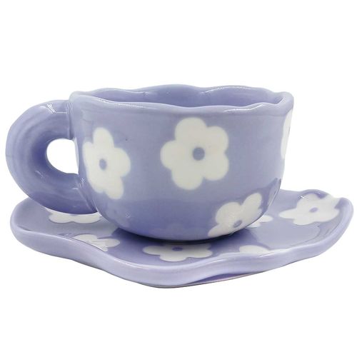 Xícara Flor 200ml em Cerâmica Lila Home