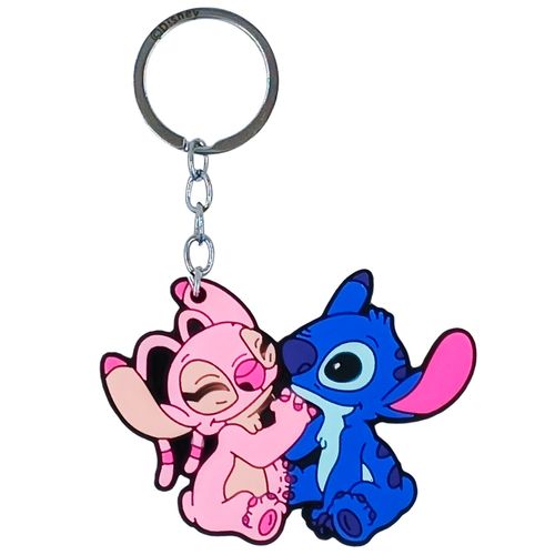 Chaveiro Stitch e Angel 11cm em Silicone Taimes