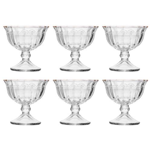 Jogo de Taça P/ Sobremesa Imperial C/ Fio Dourado 6 Peças 180ml em Cristal Lyor