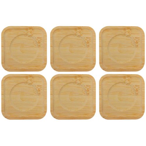 Porta Copos Quadrado 6 Peças 9,5cm em Bambu Kehome