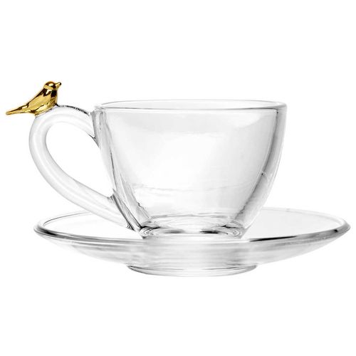 Jogo de Xícaras Golden Bird 8 Peças 80ml em Cristal Wolff