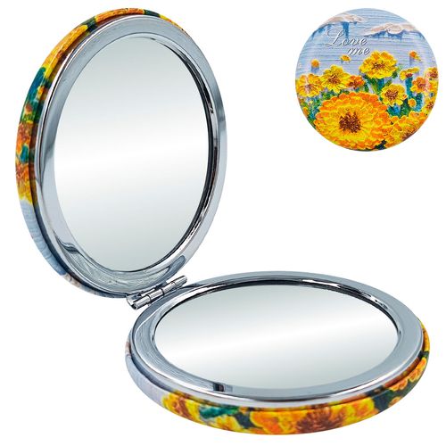 Espelho De Bolso Flores 7cm em Plástico Wincy