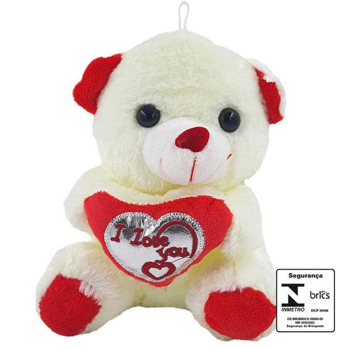 Urso de Pelúcia C/ Coração 19cm em Poliéster Interponte