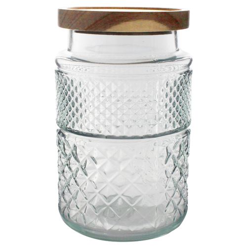 Pote Hermético C/ Tampa Madeira 850ml em Vidro Flashgoods
