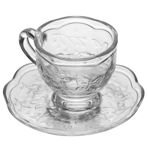 Jogo De Xícaras Butterfly 12 Peças 80ml em Cristal Lyor