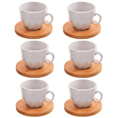Jogo de Xícaras Serene 12 Peças 90ml em Porcelana Wincy