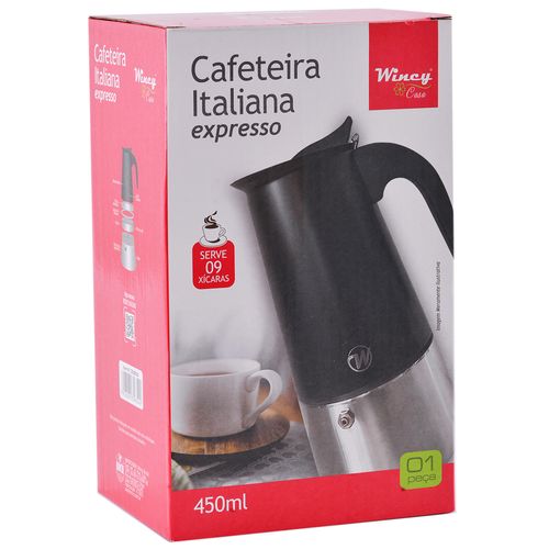Cafeteira Italiana Expresso 450ml 9 Xícaras em Alumínio Wincy