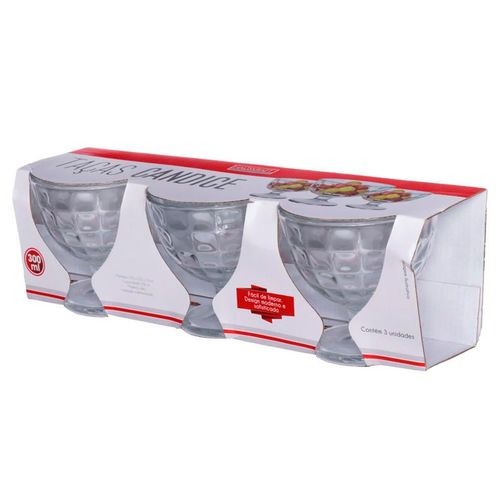 Jogo De Taças Candice P/ Sobremesa 3 Peças 300ml em Vidro Hauskraft