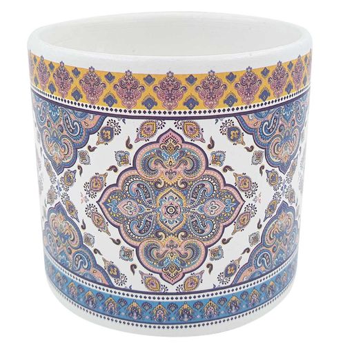 Vaso Estampado Decorativo 11,5x11cm em Cerâmica Sanxia