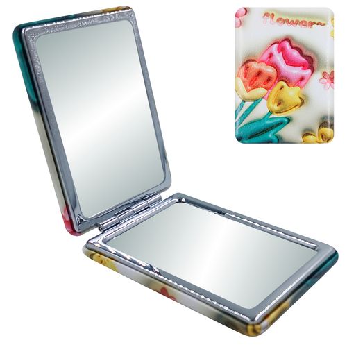 Espelho De Bolso Flores 8,5x6cm em Plástico Wincy