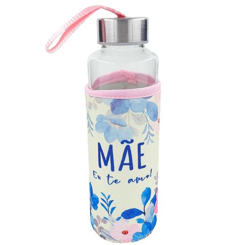 Garrafa Mãe Floral C/ Alça 400ml em Vidro Interponte