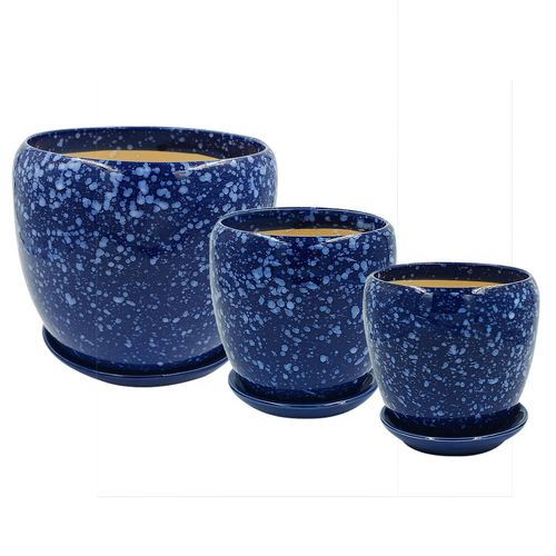 Jogo de Vasos Decorativo 3 Peças em Cerâmica Cascavel