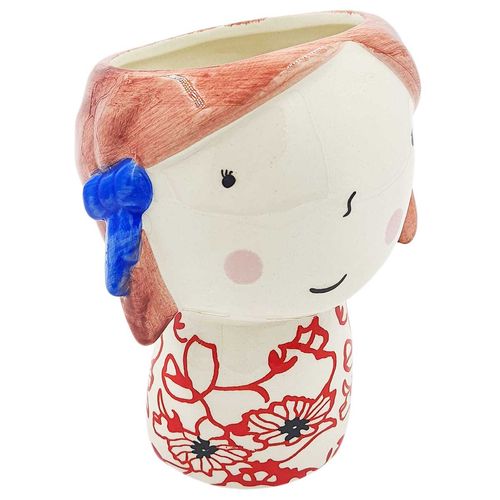 Vaso Cahepot Menina 11x13cm em Porcelana Brascontinental