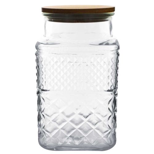 Pote Hermético C/ Tampa Bambu 1850ml em Vidro Flashgoods
