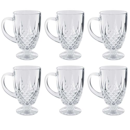 Jogo de Xícaras Diamond 6 Peças 180ml em Vidro Flashgoods
