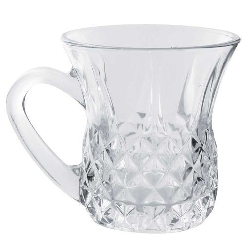Jogo de Xícaras Diamond 6 Peças 140ml em Vidro Flashgoods