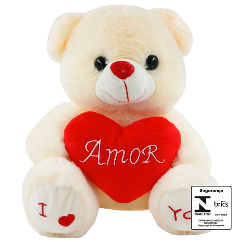 Urso de Pelúcia Amor 24cm em Poliéster Fizzy