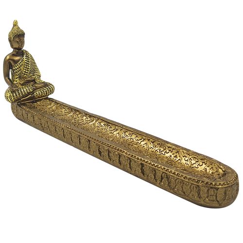 Porta Incenso Buda Decorativo 24,5x10cm em Resina Brascontinental