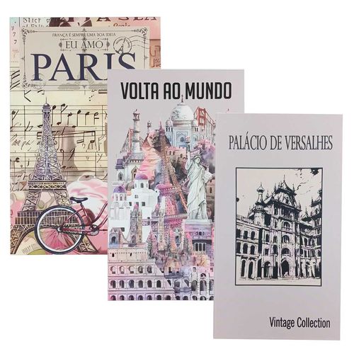 Jogo De Caixa Livro Decorativo 3 Peças Em Papel DCarte