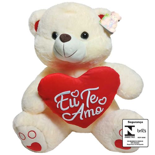 Urso de Pelúcia Coração 46cm em Poliéster Fizzy