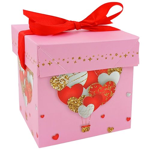 Caixa P/ Presente Coração 10x10cm em Papel Amigold