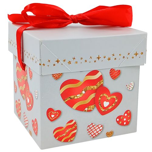 Caixa P/ Presente Coração 10x10cm em Papel Amigold