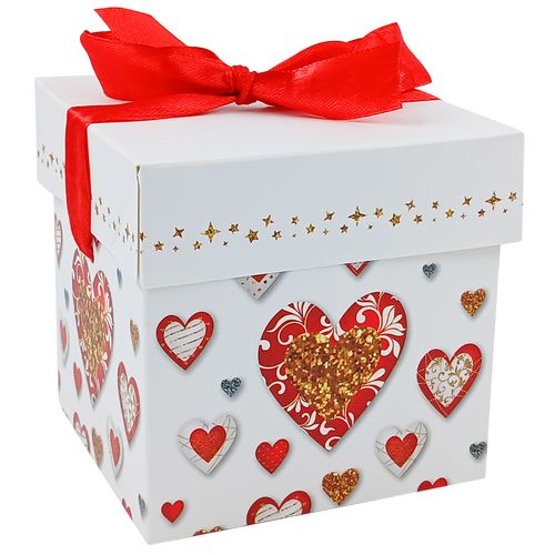 Caixa P/ Presente Coração 10x10cm em Papel Amigold