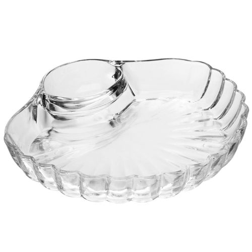 Petisqueia Shell C/ Divisórias 21,5x19,5cm em Vidro Wolff