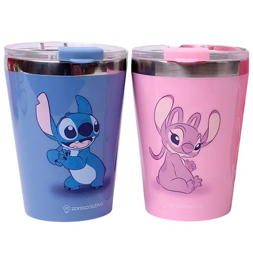 Kit Copo Snap Stitch e Angel 2 Peças 300ml em Aço Inox Zona Criativa