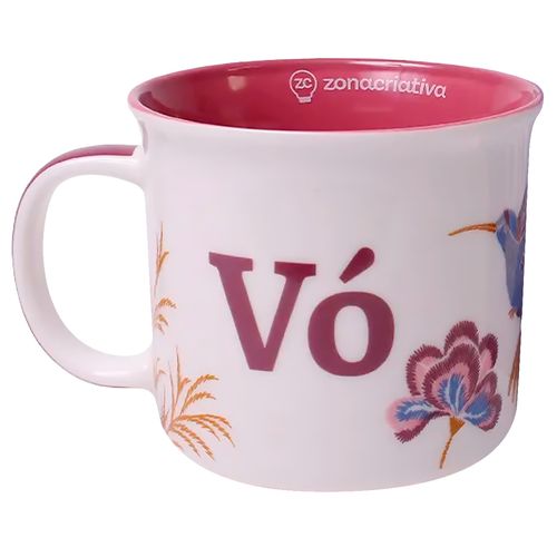 Caneca Tom Vó Bordados 350ml em Cerâmica Zona Criativa