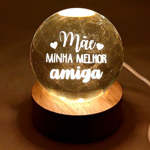 Luminária Globo Mãe C/ Frase 6x8cm em Vidro Fu Xing