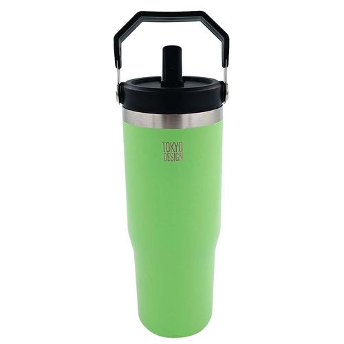 Garrafa Térmica C/ Alça + Canudo 880ml em Aço Inox Tokyo Design