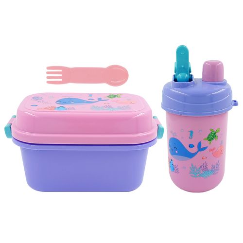 Kit Marmita + Garrafa Infantil 3 Peças em Plástico Fu Xing