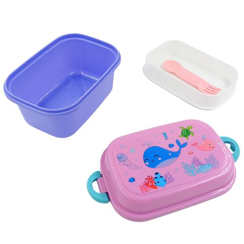 Kit Marmita + Garrafa Infantil 3 Peças em Plástico Fu Xing